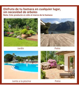 Soporte para Hamaca de Metal Ajustable y Resistente para Interior y Exterior 290x117x108 cm Negro