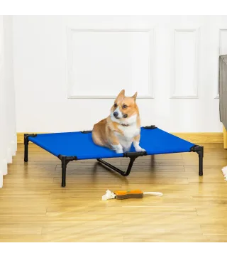 Cama Elevada para Perros Refrescante y Transpirable Cama para Perros Grandes 92x76x18 cm para Interior Exterior Azul