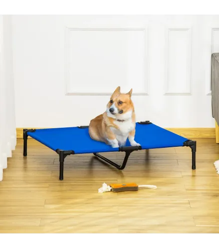 Cama Elevada para Perros Refrescante y Transpirable Cama para Perros Grandes 92x76x18 cm para Interior Exterior Azul