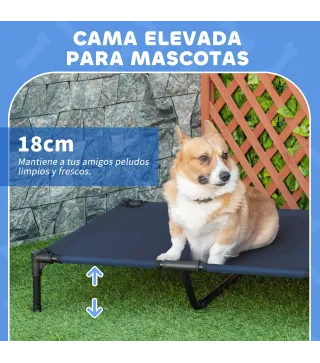 Cama Elevada para Perros Refrescante y Transpirable Cama para Perros Grandes 92x76x18 cm para Interior Exterior Azul