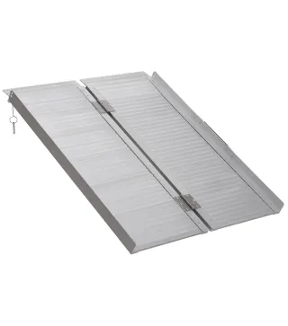 Rampa para Sillas de Ruedas Plegable 91 cm Carga 270 kg Rampa Portátil de Aluminio con Bordes de Seguridad Plata