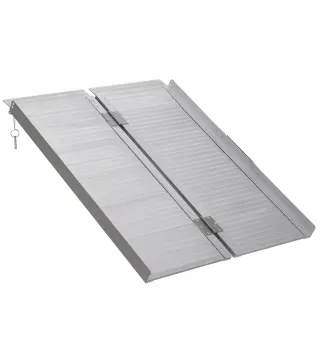 Rampa para Sillas de Ruedas Plegable 91 cm Carga 270 kg Rampa Portátil de Aluminio con Bordes de Seguridad Plata