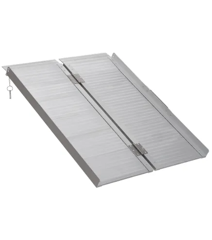 Rampa para Sillas de Ruedas Plegable 91 cm Carga 270 kg Rampa Portátil de Aluminio con Bordes de Seguridad Plata