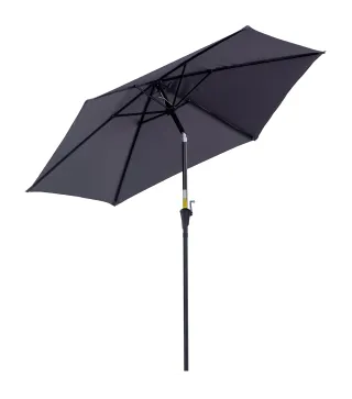 Sombrilla de Jardín, Ø260x235 cm, Parasol de Jardín Reclinable con Manivela, Poste Desmontable de Aluminio y 6 Varillas de Metal