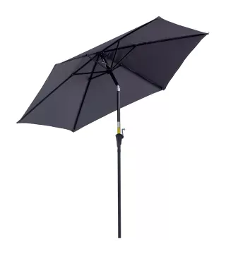 Sombrilla de Jardín, Ø260x235 cm, Parasol de Jardín Reclinable con Manivela, Poste Desmontable de Aluminio y 6 Varillas de Metal