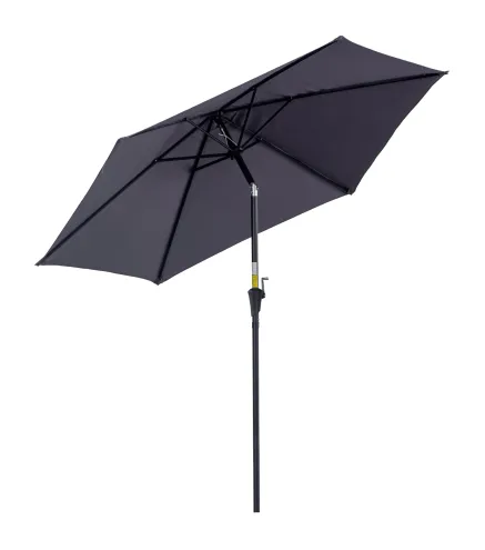 Sombrilla de Jardín, Ø260x235 cm, Parasol de Jardín Reclinable con Manivela, Poste Desmontable de Aluminio y 6 Varillas de Metal