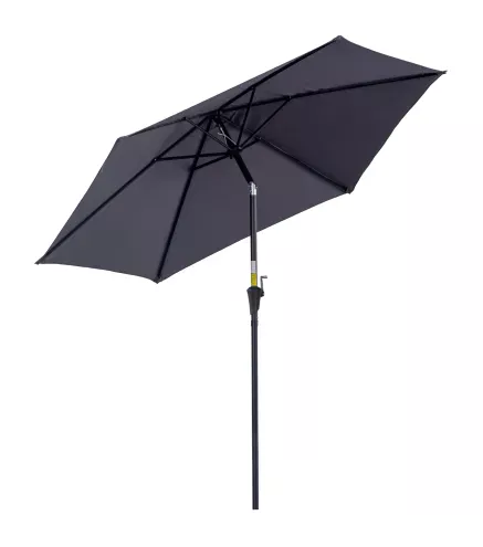 Sombrilla de Jardín, Ø260x235 cm, Parasol de Jardín Reclinable con Manivela, Poste Desmontable de Aluminio y 6 Varillas de Metal