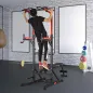 Estación de Musculación Torre de Entrenamiento con Altura Ajustable y Respaldo Regulable en 5 Posiciones Barra de Dominadas Fitn