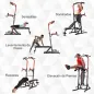 Estación de Musculación Torre de Entrenamiento con Altura Ajustable y Respaldo Regulable en 5 Posiciones Barra de Dominadas Fitn
