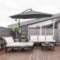 Sombrilla de Jardín Ø295 cm Parasol Excéntrico Inclinable con Manivela Base Cruzada y Soporte de Acero Gris