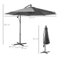 Sombrilla de Jardín Ø295 cm Parasol Excéntrico Inclinable con Manivela Base Cruzada y Soporte de Acero Gris