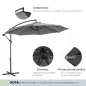 Sombrilla de Jardín Ø295 cm Parasol Excéntrico Inclinable con Manivela Base Cruzada y Soporte de Acero Gris