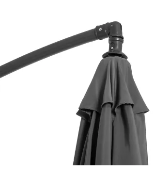 Sombrilla de Jardín Ø295 cm Parasol Excéntrico Inclinable con Manivela Base Cruzada y Soporte de Acero Gris