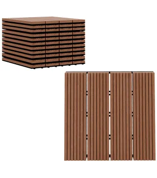 Set de 11 Piezas Baldosas de Exterior 30x30 cm 1 m² Antideslizantes y Resistentes al Clima de Fácil Instalación Marrón