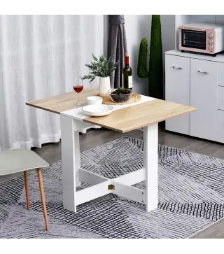 Mesa Plegable de Comedor Mesa Auxiliar de Cocina con Alas Abatibles Ahorra Espacio Diseño Moderno 103x76x73,5cm Madera