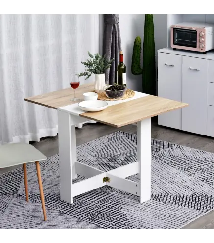 Mesa Plegable de Comedor Mesa Auxiliar de Cocina con Alas Abatibles Ahorra Espacio Diseño Moderno 103x76x73,5cm Madera