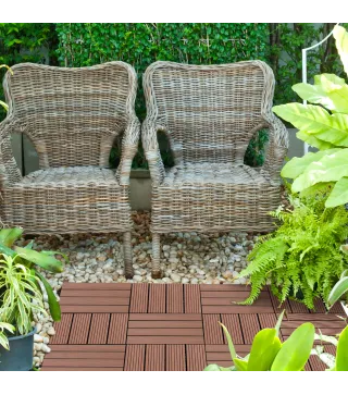 Set de 11 Piezas Baldosas de Exterior 30x30 cm 1 m² Antideslizantes y Resistentes al Clima de Fácil Instalación Marrón