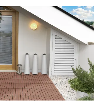 Set de 11 Piezas Baldosas de Exterior 30x30 cm 1 m² Antideslizantes y Resistentes al Clima de Fácil Instalación Marrón