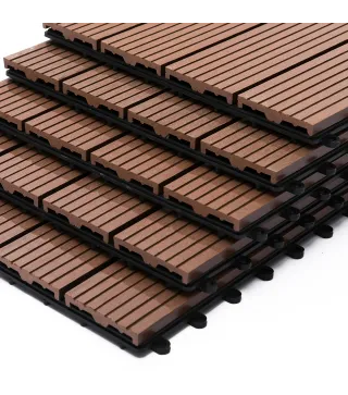 Set de 11 Piezas Baldosas de Exterior 30x30 cm 1 m² Antideslizantes y Resistentes al Clima de Fácil Instalación Marrón