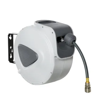 Carrete de Manguera de Aire Comprimido Automático de 20 m Conector de 1/4'' BSP Soporte para Pared Giratorio 180° Gris