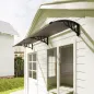 Marquesina para Puertas y Ventanas 195x75 cm con Paneles de Policarbonato Barras de Aluminio Marrón