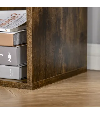 Librería de 3 Niveles Estantería para Libros con 6 Cubos de Almacenaje para Estudio 65,5x30x97,5 cm Marrón Rústico