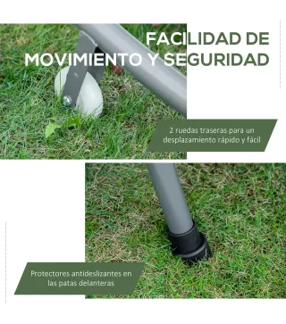 Tumbona Doble con Toldo Ajustable Tumbona de Jardín para 2 Personas con Cojines y 2 Ruedas 200x175x134 cm Gris