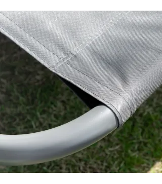 Tumbona Doble con Toldo Ajustable Tumbona de Jardín para 2 Personas con Cojines y 2 Ruedas 200x175x134 cm Gris