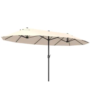 Sombrilla Doble para Jardín 460x270x240 cm Parasol Anti UV con Manivela para Exterior Patio Terraza Piscina Color Beige