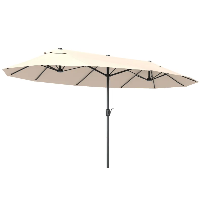 Sombrilla Doble para Jardín 460x270x240 cm Parasol Anti UV con Manivela para Exterior Patio Terraza Piscina Color Beige