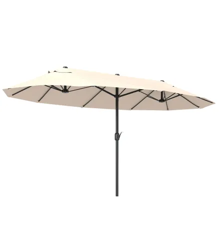 Sombrilla Doble para Jardín 460x270x240 cm Parasol Anti UV con Manivela para Exterior Patio Terraza Piscina Color Beige