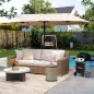 Sombrilla Doble para Jardín 460x270x240 cm Parasol Anti UV con Manivela para Exterior Patio Terraza Piscina Color Beige