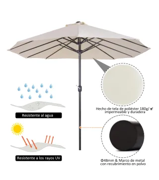 Sombrilla Doble para Jardín 460x270x240 cm Parasol Anti UV con Manivela para Exterior Patio Terraza Piscina Color Beige