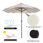 Sombrilla Doble para Jardín 460x270x240 cm Parasol Anti UV con Manivela para Exterior Patio Terraza Piscina Color Beige