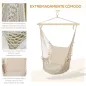 Silla Colgante Silla Hamaca Columpio con 2 Cojines Barra de Madera Carga 120 kg para Interior y Exterior Crema