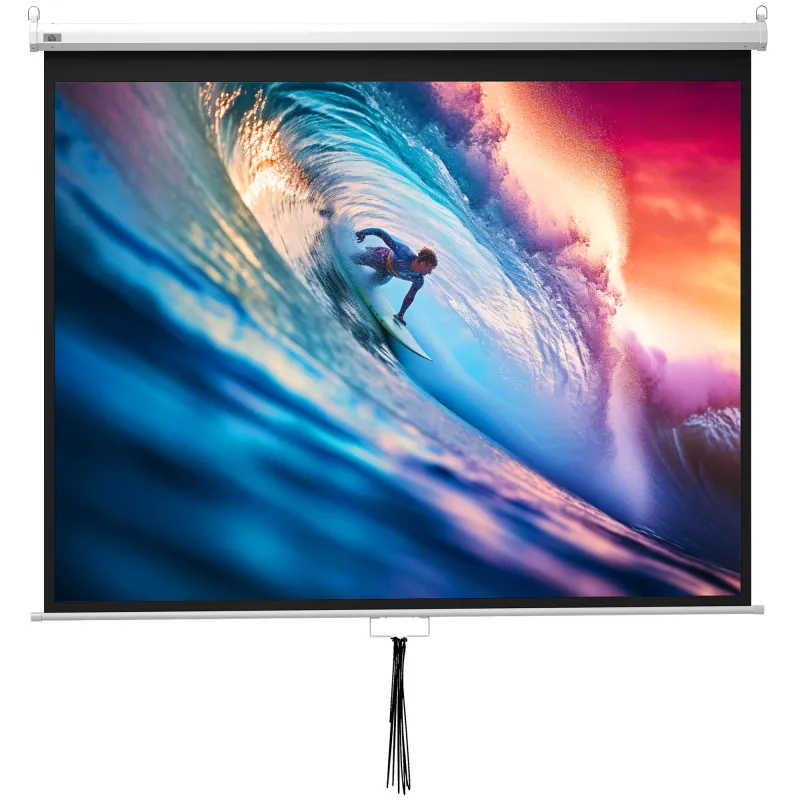 Pantalla de Proyección Manual 100 Pulgadas Formato 4:3/16:9 para Interior y Exterior Cine en Casa Patio Blanco