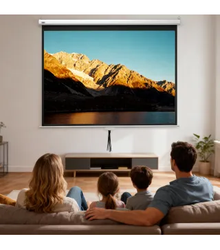 Pantalla de Proyección Manual 100 Pulgadas Formato 4:3/16:9 para Interior y Exterior Cine en Casa Patio Blanco