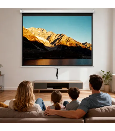 Pantalla de Proyección Manual 100 Pulgadas Formato 4:3/16:9 para Interior y Exterior Cine en Casa Patio Blanco