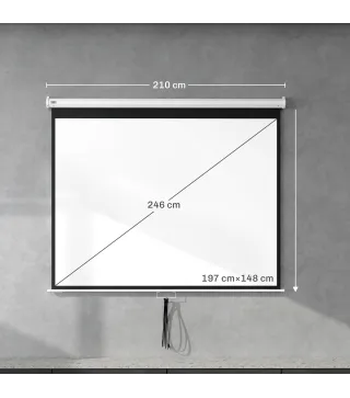 Pantalla de Proyección Manual 100 Pulgadas Formato 4:3/16:9 para Interior y Exterior Cine en Casa Patio Blanco