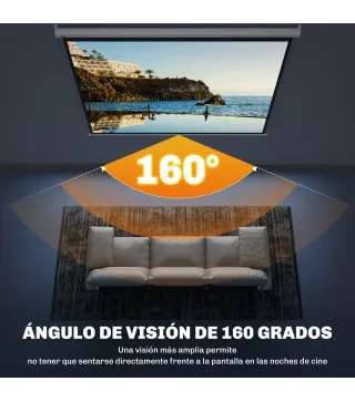 Pantalla de Proyección Manual 100 Pulgadas Formato 4:3/16:9 para Interior y Exterior Cine en Casa Patio Blanco