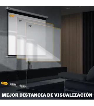 Pantalla de Proyección Manual 100 Pulgadas Formato 4:3/16:9 para Interior y Exterior Cine en Casa Patio Blanco