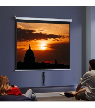 Pantalla de Proyección Manual 100 Pulgadas Formato 4:3/16:9 para Interior y Exterior Cine en Casa Patio Blanco