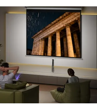 Pantalla de Proyección Manual 100 Pulgadas Formato 4:3/16:9 para Interior y Exterior Cine en Casa Patio Blanco