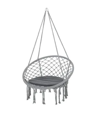 Silla Colgante Redondo de Ø60 cm Silla Hamaca Columpio con Cojín y Cuerda de Algodón para Interior y Exterior Carga 120 kg 80x80