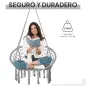 Silla Colgante Redondo de Ø60 cm Silla Hamaca Columpio con Cojín y Cuerda de Algodón para Interior y Exterior Carga 120 kg 80x80