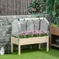 Huerto Urbano Elevado de Madera 121x55x117 cm con Cubierta de Protección Mesa de Jardinera para Cultivo Flores Vegetales en Jard