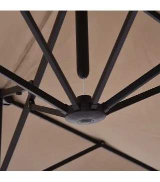 Sombrilla Doble para Jardín 455x265x238 cm Parasol Grande con Manivela Manual Protección Solar Color Café