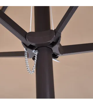 Sombrilla Doble para Jardín 455x265x238 cm Parasol Grande con Manivela Manual Protección Solar Color Café