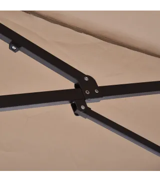 Sombrilla Doble para Jardín 455x265x238 cm Parasol Grande con Manivela Manual Protección Solar Color Café