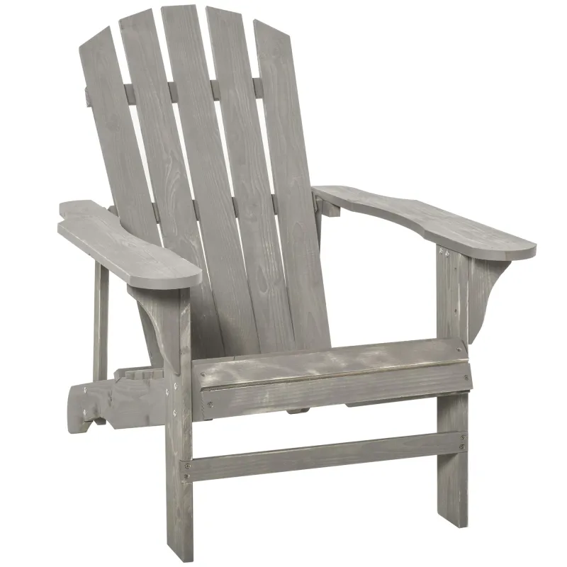 Silla de Jardín Adirondack Asiento Extra Ancho Carga 150 kg para Patio Terraza Balcón 78x89x88 cm Gris Claro